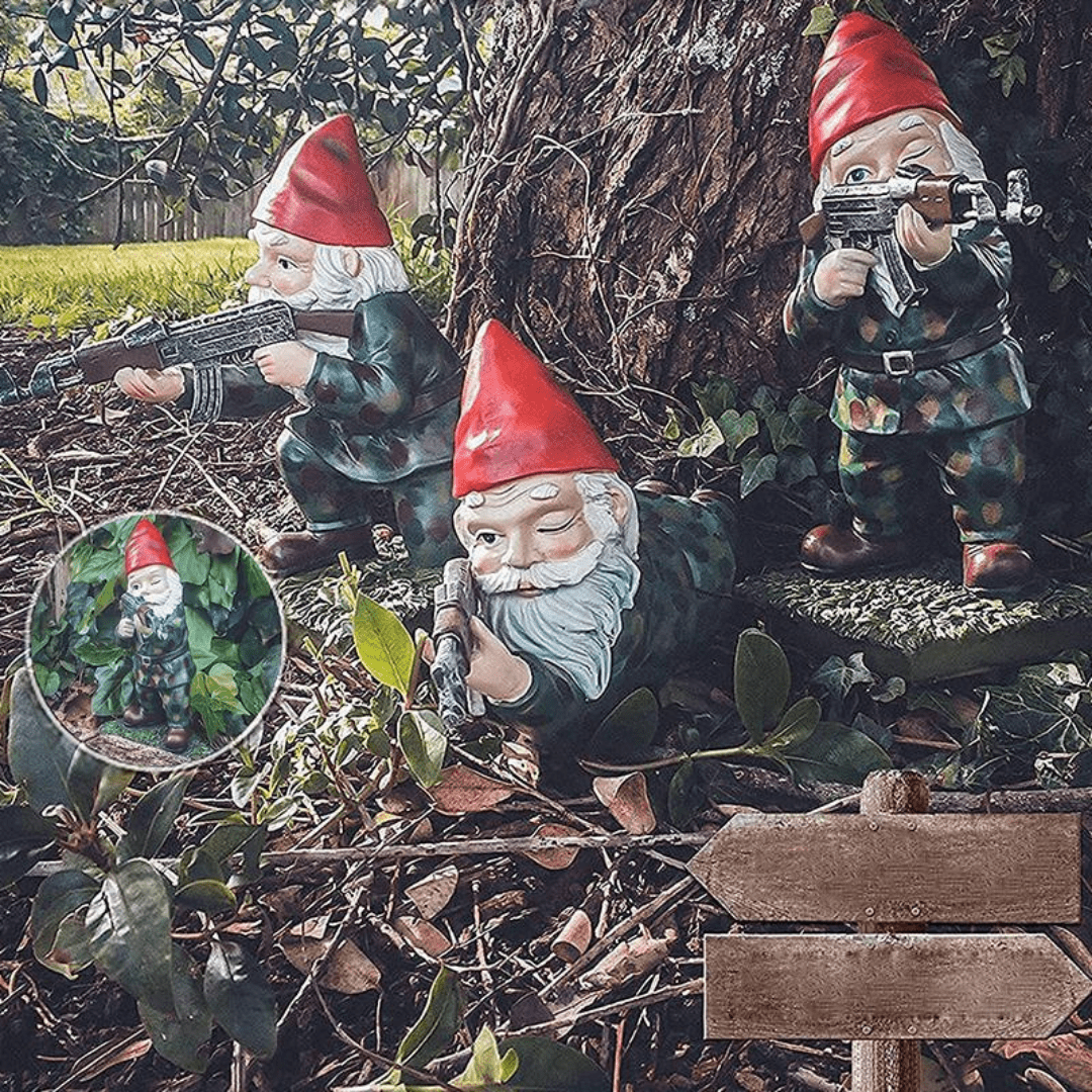 Military Garden Gnome Camouflage Outdoor Decor Resin - Nalani - UK Fashion Clothing and Decor