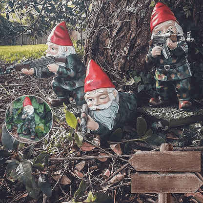 Military Garden Gnome Camouflage Outdoor Decor Resin - Nalani - UK Fashion Clothing and Decor
