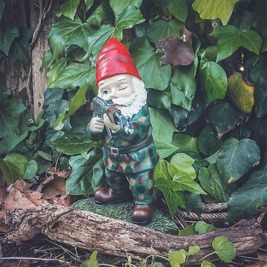 Military Garden Gnome Camouflage Outdoor Decor Resin - Nalani - UK Fashion Clothing and Decor