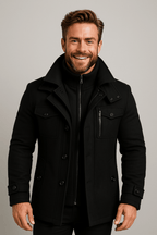 Military Inspired Tailored Jacket With Structured Layering - Nalani - Fashion Clothing and Decor