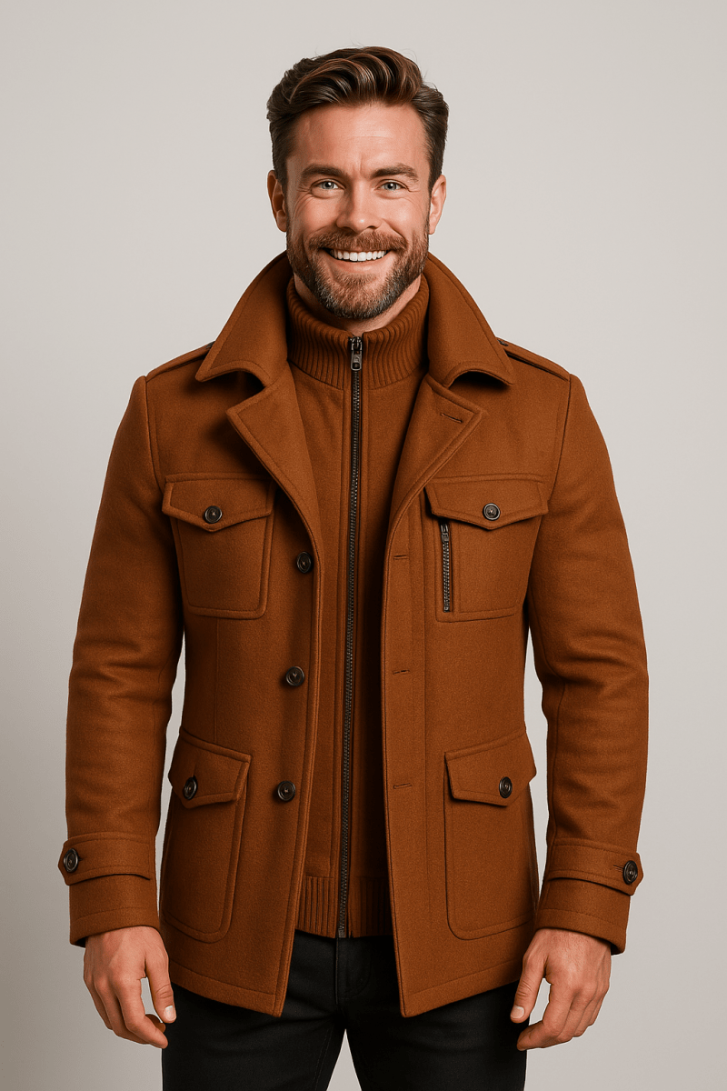 Military Inspired Tailored Jacket With Structured Layering - Nalani - Fashion Clothing and Decor