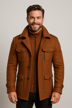 Military Inspired Tailored Jacket With Structured Layering - Nalani - Fashion Clothing and Decor
