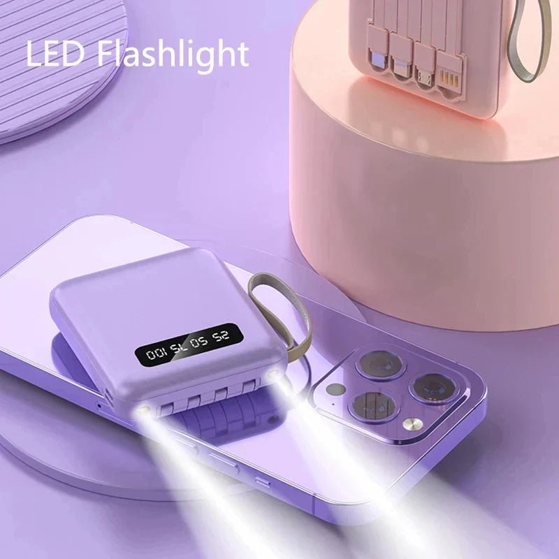 Mini 3000mAh Power Bank With 4 In 1 Cable And Flashlight - Nalani - UK Fashion Clothing and Decor