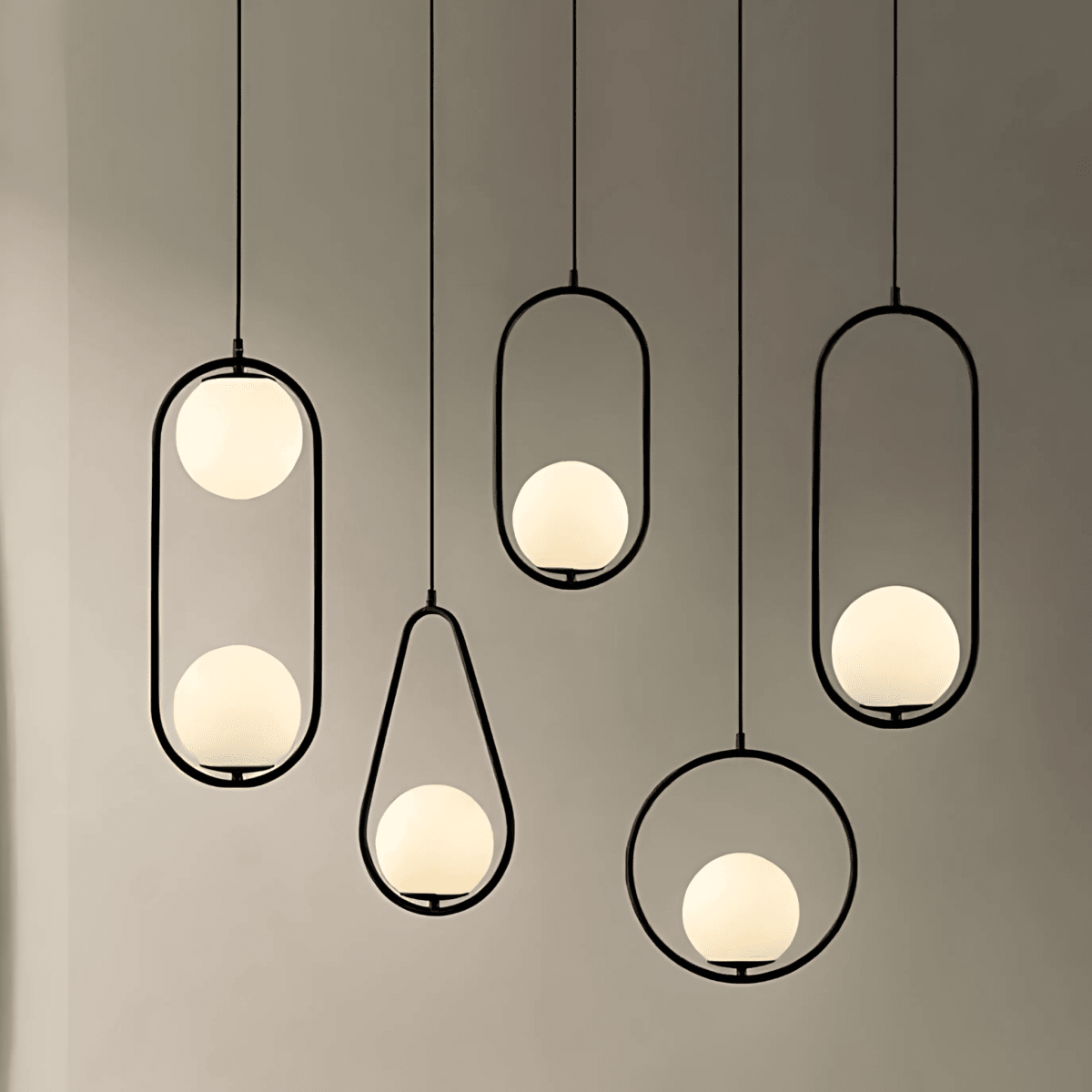 Minimalist Pendant Lights With Frosted Glass Globes - Nalani - UK Fashion Clothing and Decor