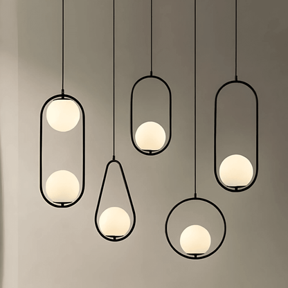 Minimalist Pendant Lights With Frosted Glass Globes - Nalani - UK Fashion Clothing and Decor