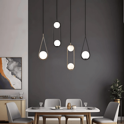 Minimalist Pendant Lights With Frosted Glass Globes - Nalani - UK Fashion Clothing and Decor