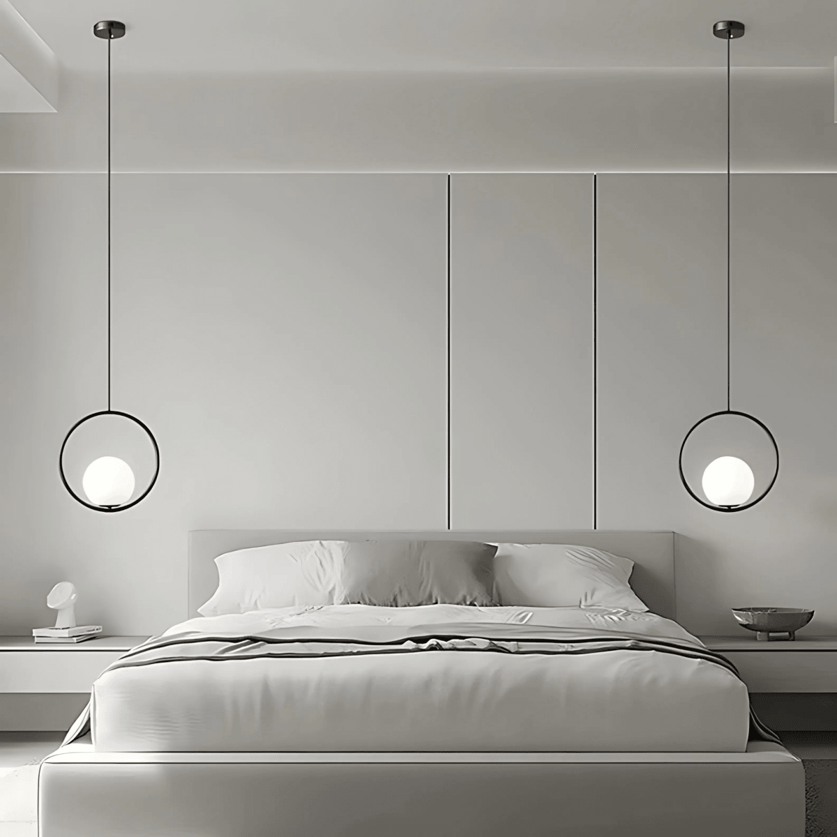 Minimalist Pendant Lights With Frosted Glass Globes - Nalani - UK Fashion Clothing and Decor