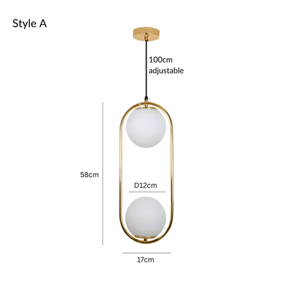 Minimalist Pendant Lights With Frosted Glass Globes - Nalani - UK Fashion Clothing and Decor