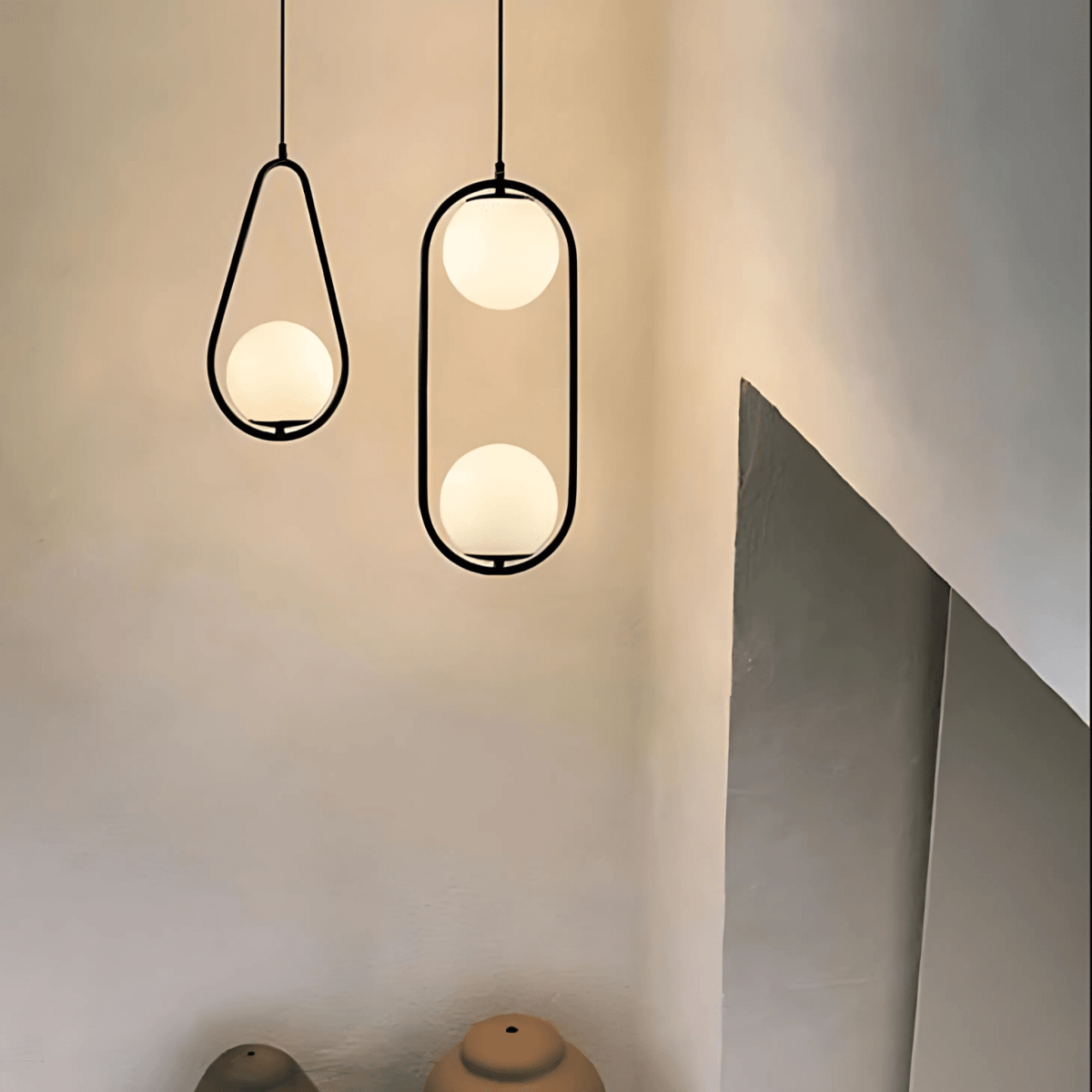 Minimalist Pendant Lights With Frosted Glass Globes - Nalani - UK Fashion Clothing and Decor
