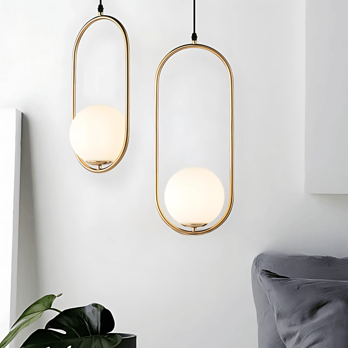 Minimalist Pendant Lights With Frosted Glass Globes - Nalani - UK Fashion Clothing and Decor