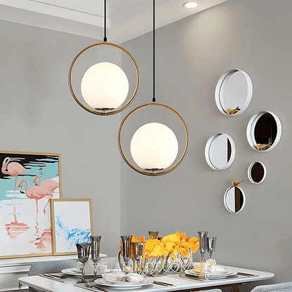 Minimalist Pendant Lights With Frosted Glass Globes - Nalani - UK Fashion Clothing and Decor