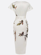 Mirea – V-Neck Urban Leaf Midi Dress With Mediterranean Flair - Nalani - Fashion Clothing and Decor