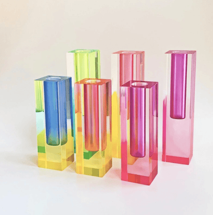 Modern Acrylic Prism Vase and Desk Organizer in Rainbow Colors - Nalani - UK Fashion Clothing and Decor
