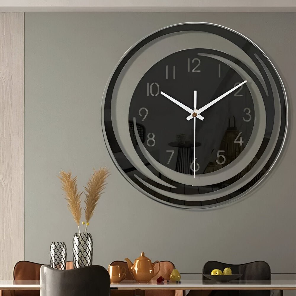 Modern Black Acrylic Wall Clock In Scandinavian Style - Nalani - UK Fashion Clothing and Decor