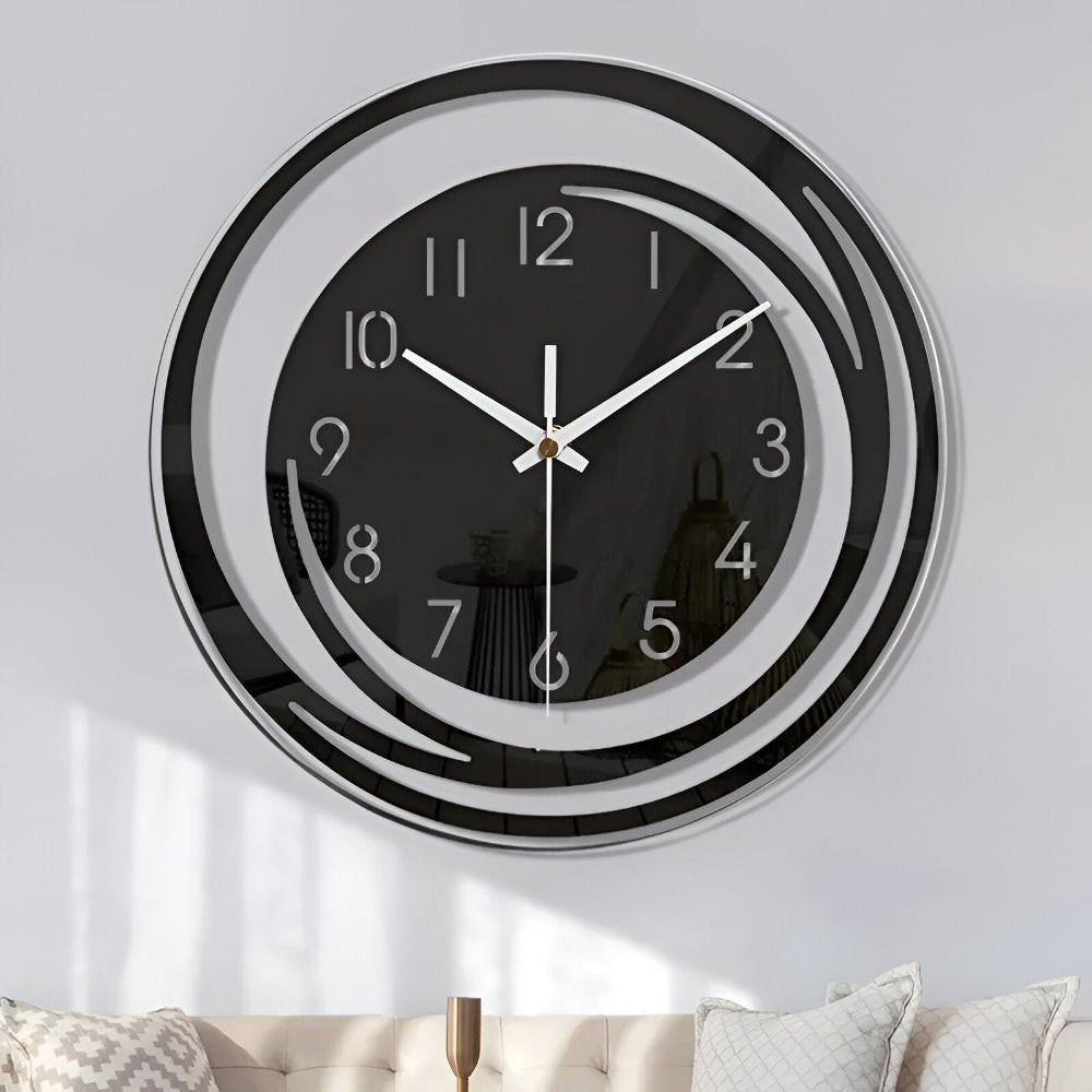 Modern Black Acrylic Wall Clock In Scandinavian Style - Nalani - UK Fashion Clothing and Decor