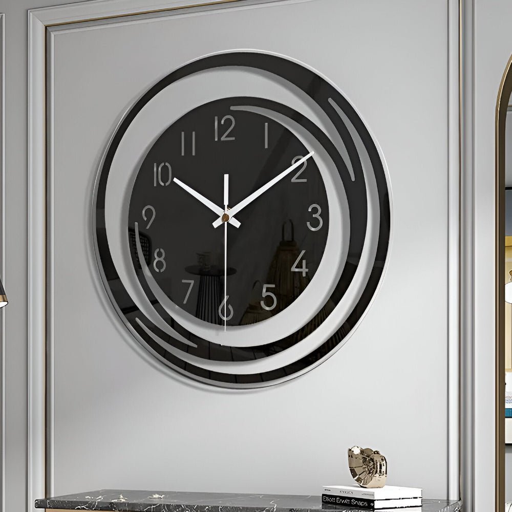 Modern Black Acrylic Wall Clock In Scandinavian Style - Nalani - UK Fashion Clothing and Decor