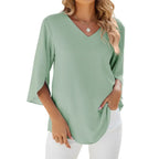Modern V - Neck Blouse for Women – Stylish Casual & Office Top - Nalani - Fashion Clothing and Decor