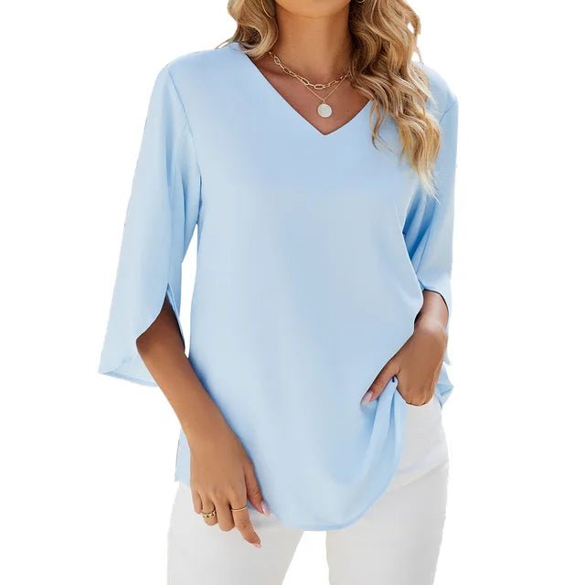 Modern V - Neck Blouse for Women – Stylish Casual & Office Top - Nalani - Fashion Clothing and Decor