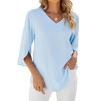 Modern V - Neck Blouse for Women – Stylish Casual & Office Top - Nalani - Fashion Clothing and Decor