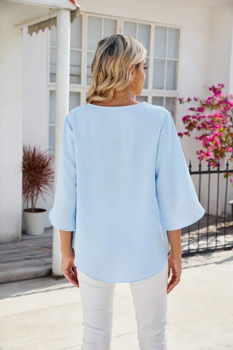 Modern V - Neck Blouse for Women – Stylish Casual & Office Top - Nalani - Fashion Clothing and Decor