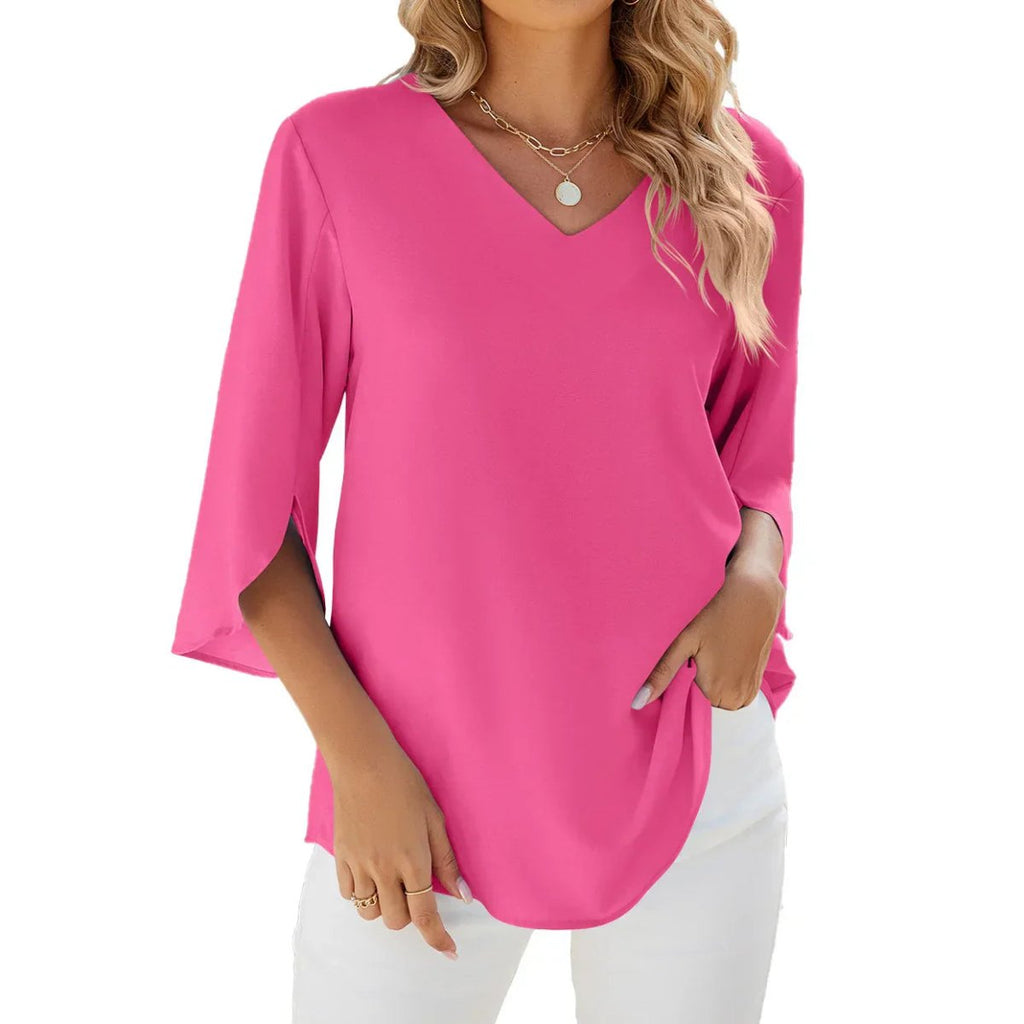 Modern V - Neck Blouse for Women – Stylish Casual & Office Top - Nalani - Fashion Clothing and Decor