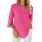 Modern V - Neck Blouse for Women – Stylish Casual & Office Top - Nalani - Fashion Clothing and Decor