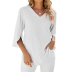 Modern V - Neck Blouse for Women – Stylish Casual & Office Top - Nalani - Fashion Clothing and Decor