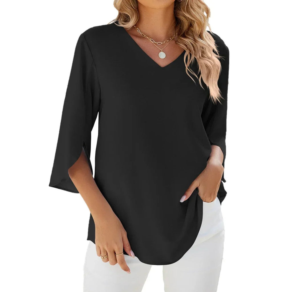 Modern V - Neck Blouse for Women – Stylish Casual & Office Top - Nalani - Fashion Clothing and Decor