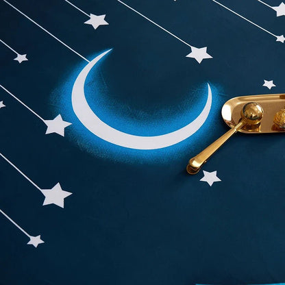 Moon Print Fitted Duvet Cover Bed Sheet With Elastic Corners Polyester - Nalani - UK Fashion Clothing and Decor