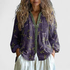 Mykayla | Comfortable Blouse With Retro Leaf Print For Any Occasion - Nalani - Fashion Clothing and Decor