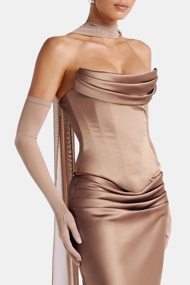 Naiya – Elbow Length Sheer Mesh Gloves For Evening Glamour And Dresses - Nalani - Fashion Clothing and Decor