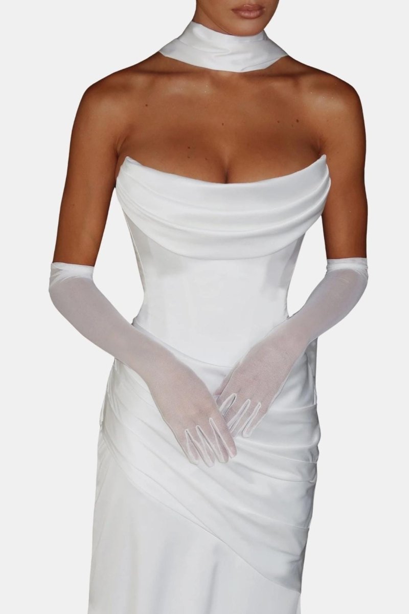 Naiya – Elbow Length Sheer Mesh Gloves For Evening Glamour And Dresses - Nalani - Fashion Clothing and Decor