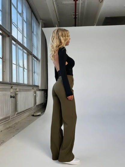 Nalani | Women's High - Waisted Wide - Leg Trousers - Tailored Fit - Full Length - Elegant & Versatile - Nalani - UK Fashion Clothing and Decor