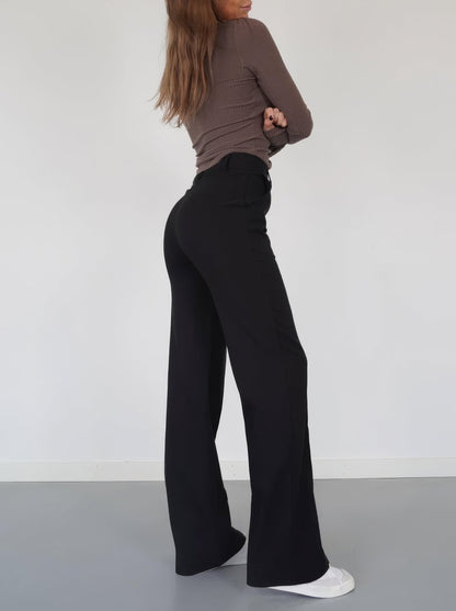 Nalani | Women's High - Waisted Wide - Leg Trousers - Tailored Fit - Full Length - Elegant & Versatile - Nalani - UK Fashion Clothing and Decor