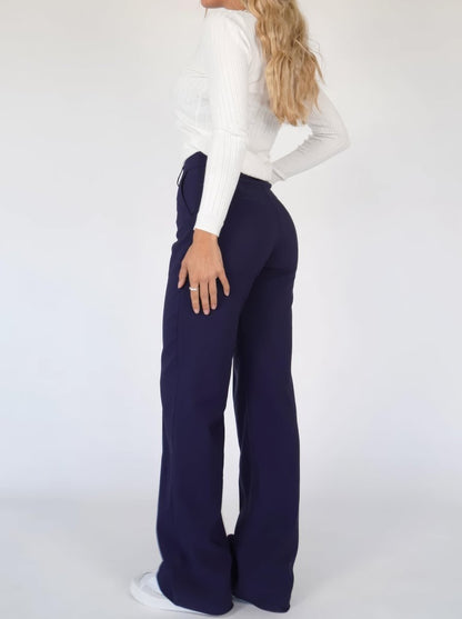 Nalani | Women's High - Waisted Wide - Leg Trousers - Tailored Fit - Full Length - Elegant & Versatile - Nalani - UK Fashion Clothing and Decor