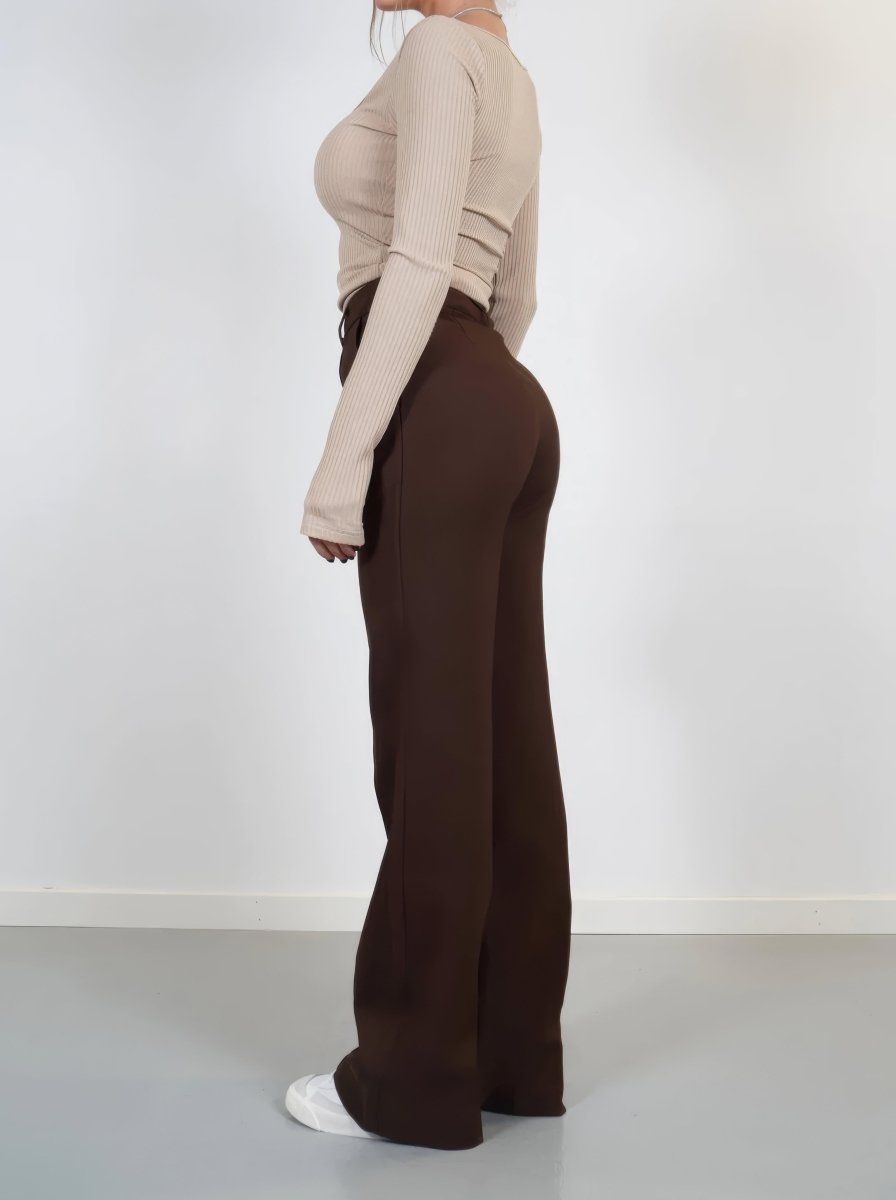 Nalani | Women's High - Waisted Wide - Leg Trousers - Tailored Fit - Full Length - Elegant & Versatile - Nalani - UK Fashion Clothing and Decor