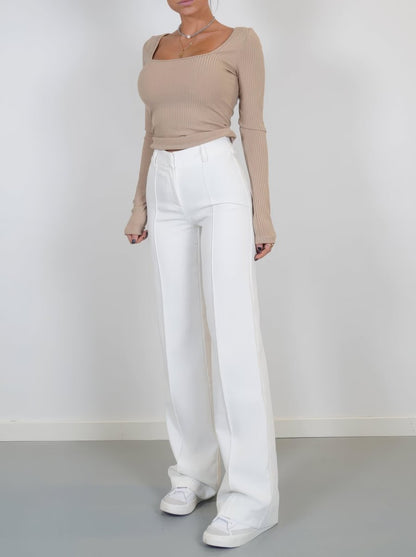 Nalani | Women's High - Waisted Wide - Leg Trousers - Tailored Fit - Full Length - Elegant & Versatile - Nalani - UK Fashion Clothing and Decor