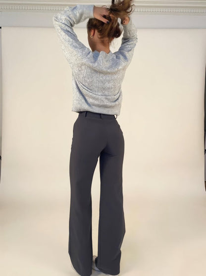 Nalani | Women's High - Waisted Wide - Leg Trousers - Tailored Fit - Full Length - Elegant & Versatile - Nalani - UK Fashion Clothing and Decor