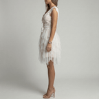 Nalani - Women's lace and tulle dress with V - neck, short elegant ceremony dress - Nalani - UK and AUS Fashion Clothing and Decor
