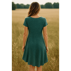 Nalani | Women's summer dress with round neck and short sleeves | Green & Mini - Nalani - Fashion Clothing and Decor