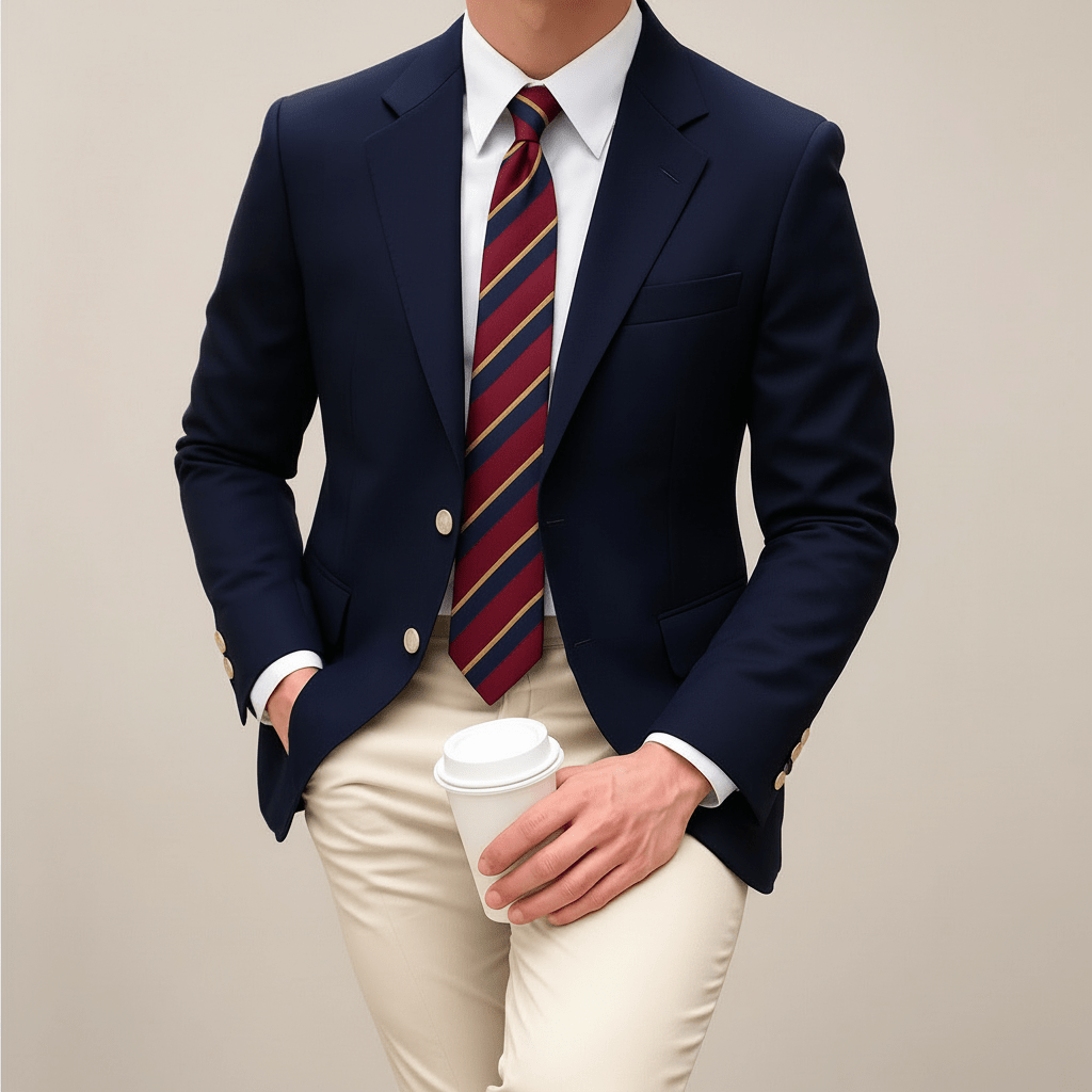 Navy Mens Formal Blazer With Notch Lapel And Gold Button - Nalani - UK Fashion Clothing and Decor