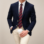 Navy Mens Formal Blazer With Notch Lapel And Gold Button - Nalani - UK Fashion Clothing and Decor