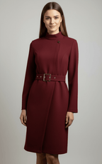 Nina | Asymmetric Belted A-Line Dress - Lumina High-Neck Belted Waist - Nalani - Fashion Clothing and Decor