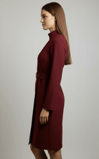 Nina | Asymmetric Belted A-Line Dress - Lumina High-Neck Belted Waist - Nalani - Fashion Clothing and Decor