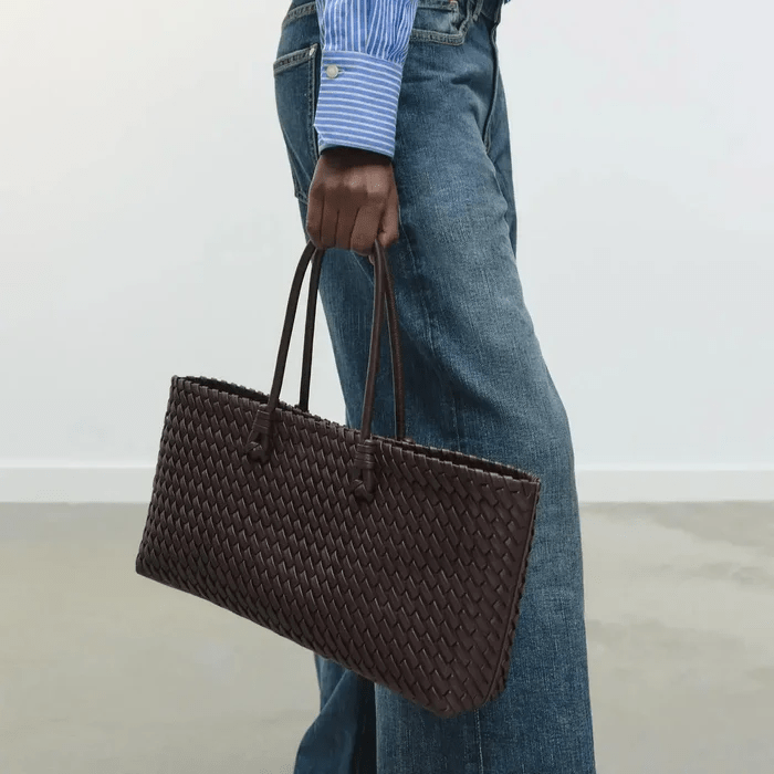 Noora Woven Handbag With Structured Silhouette And Fabric Lined - Nalani - Fashion Clothing and Decor