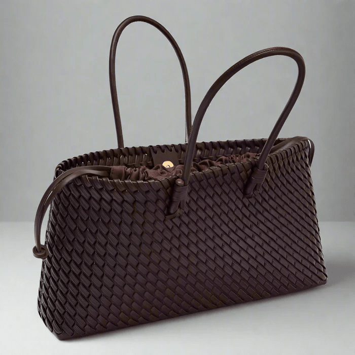 Noora Woven Handbag With Structured Silhouette And Fabric Lined - Nalani - Fashion Clothing and Decor