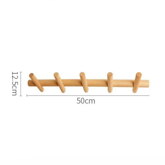 Nordic Wooden Wall Coat Rack With 4 Or 5 Hooks For Mounting - Nalani - UK Fashion Clothing and Decor