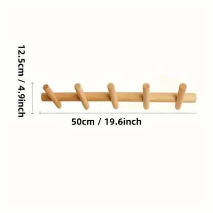 Nordic Wooden Wall Coat Rack With 4 Or 5 Hooks For Mounting - Nalani - UK Fashion Clothing and Decor