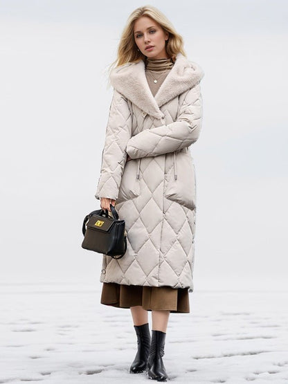 Norvia | Knee Length Cotton Hooded Jacket With Plush Warm Collar - Nalani - UK Fashion Clothing and Decor