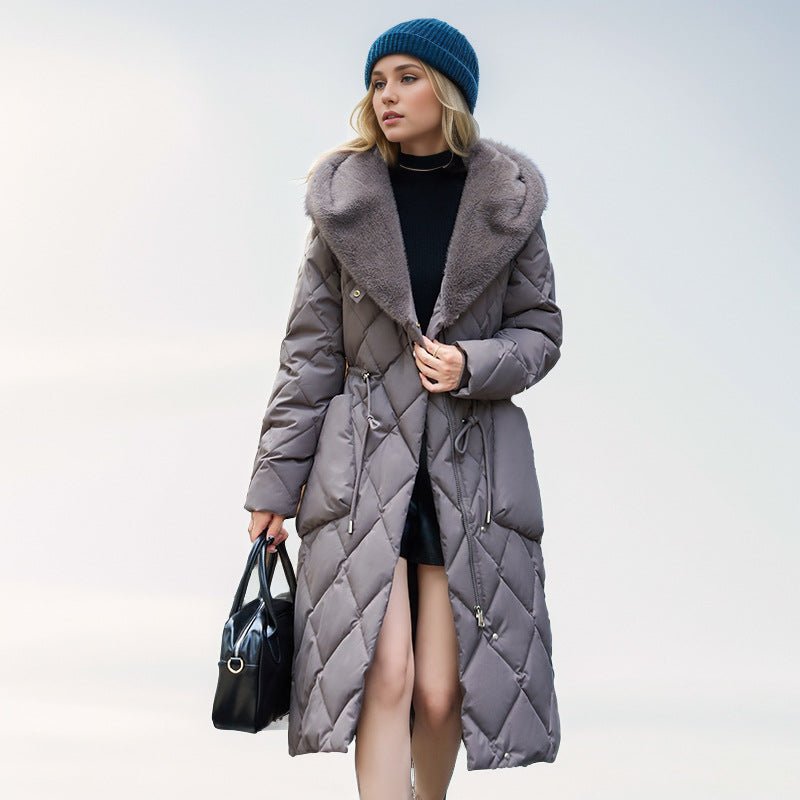 Norvia | Knee Length Cotton Hooded Jacket With Plush Warm Collar - Nalani - UK Fashion Clothing and Decor